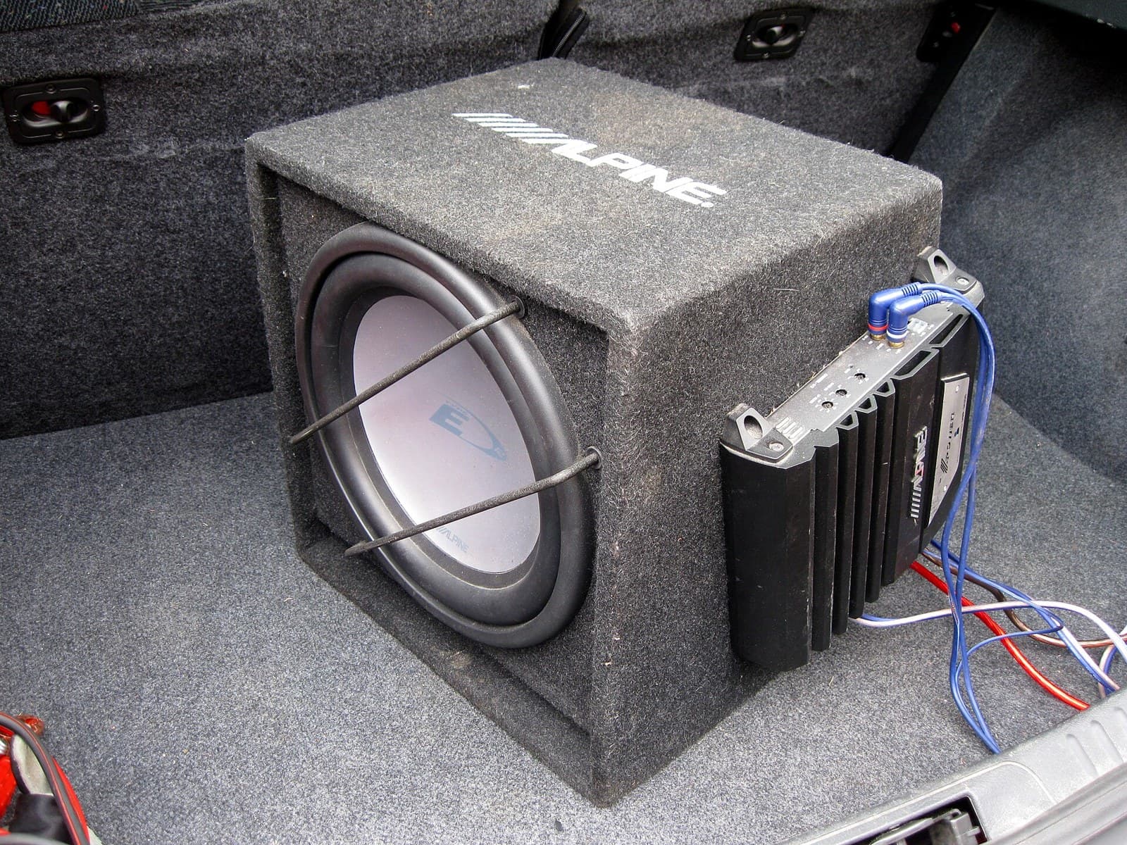 Twelve-inch subwoofer driver in its enclosure